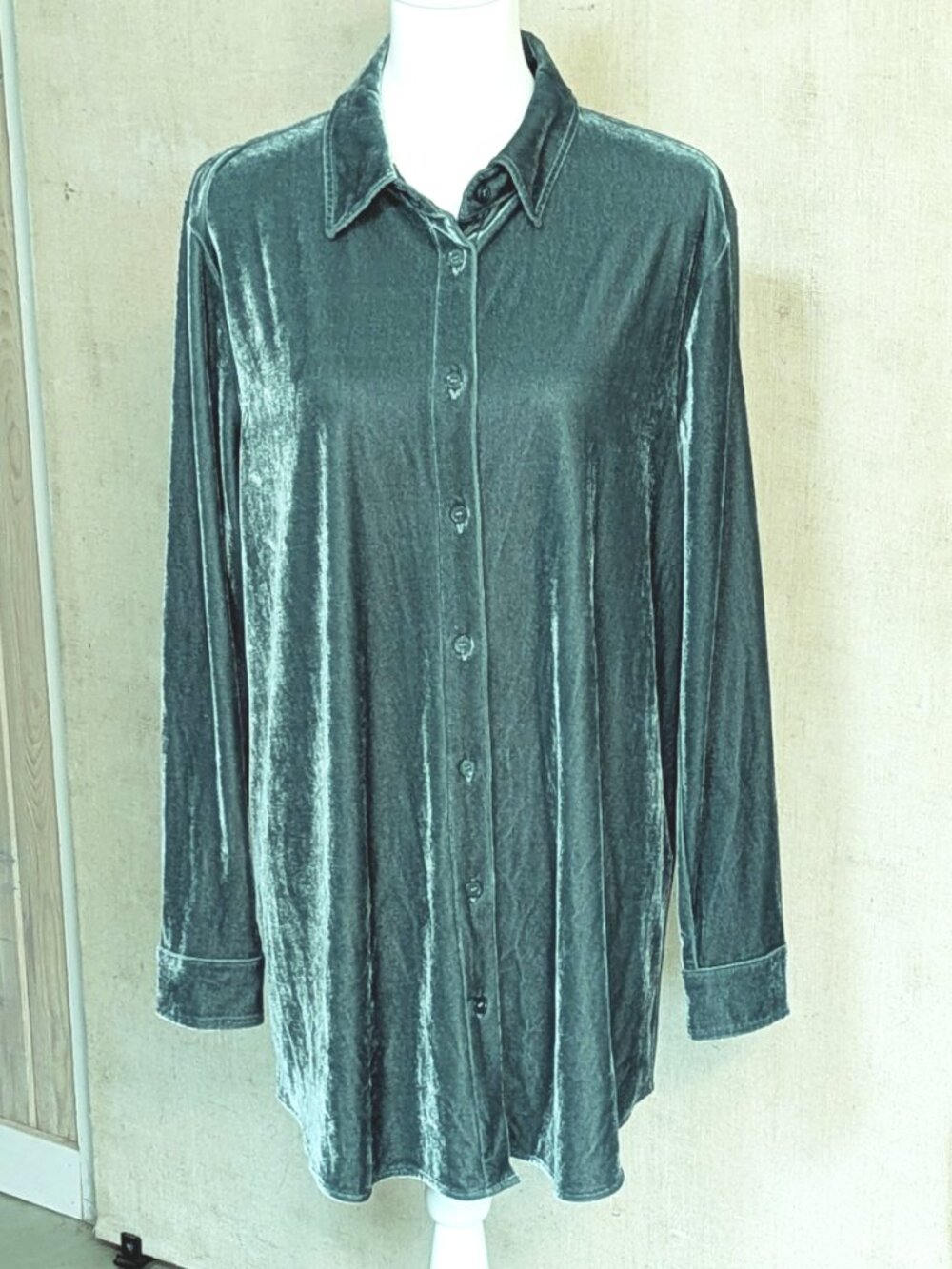 Soft Surroundings Velvet Shirt L Deep Teal
